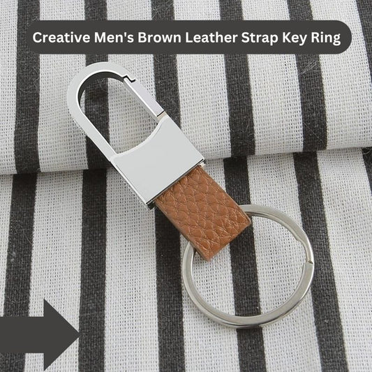 Creative Men's Brown Leather Strap Key Ring