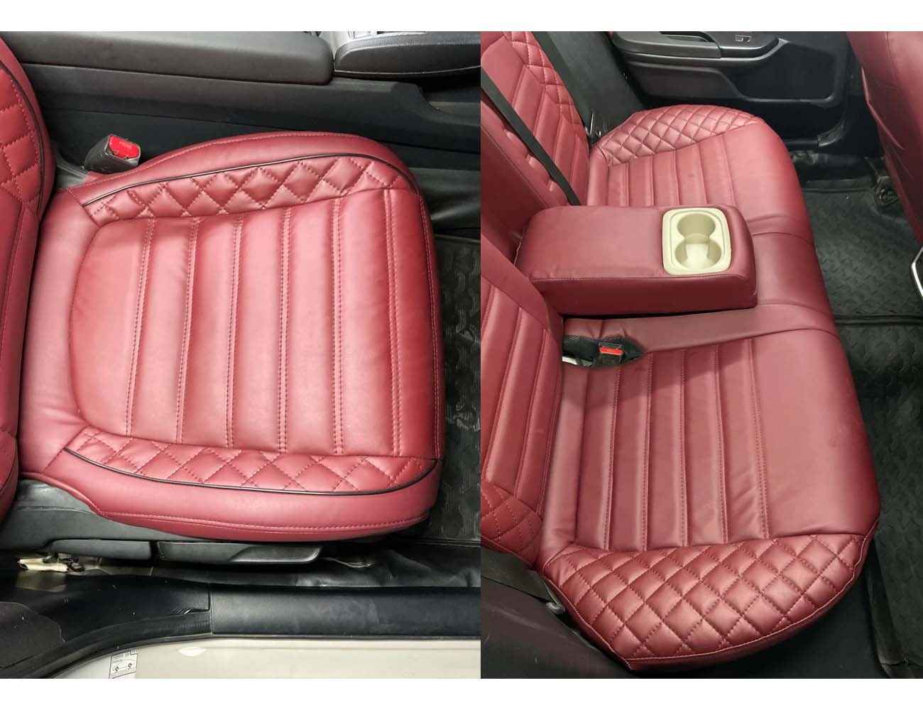 Custom-Made Burgundy Bespoke Seat Covers for Honda Civic | Japanese Synthetic Fiber Collection