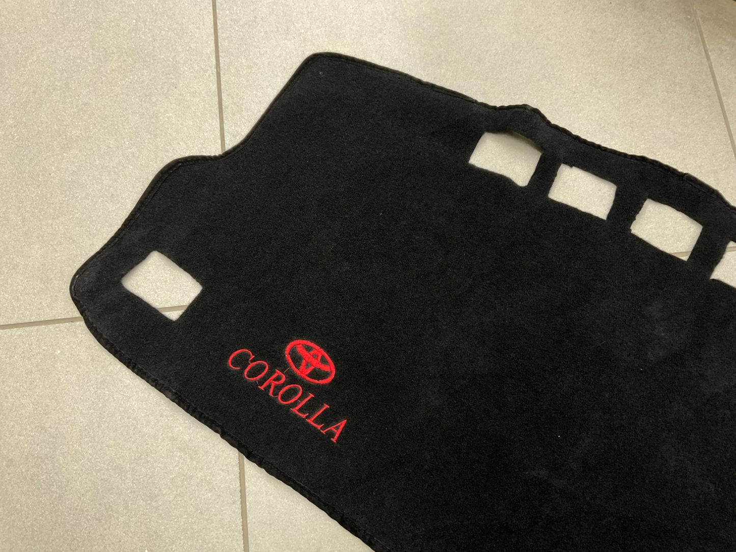 "Custom-fit dashboard carpet mat for Toyota Corolla 2014-2026, offering heat resistance, sun protection, and a stylish interior upgrade."