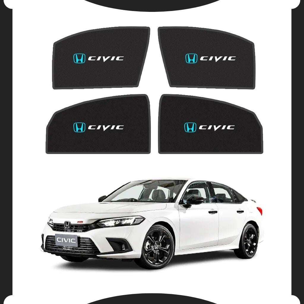 Custom-fit sun shades for Honda Civic 2022-2025 providing UV protection, heat control, and privacy.