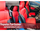 Custom synthetic leather seat cover for Toyota Fortuner, designed for durability, comfort, and a sleek look.