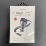 Yesido Y56 Super Fast Car Charger: USB-C 30W + USB-A QC3.0 18W, 60W Fast Charge