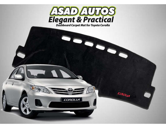 Dashboard carpet mat for Toyota Corolla offering custom fit, premium protection, and stylish interior upgrade.