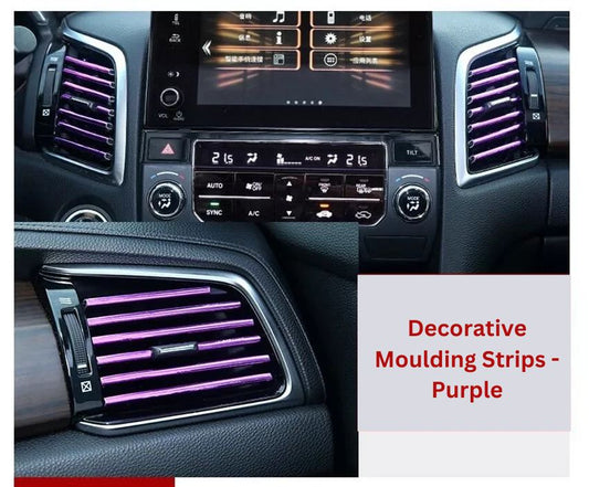 10Pcs Universal Car Air Conditioner U-Shape Decorative Moulding Strips - Purple