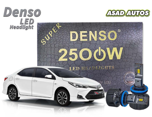 Denso LED Headlights featuring 500 watts output for ultra-bright, energy-efficient, and durable vehicle lighting solutions.