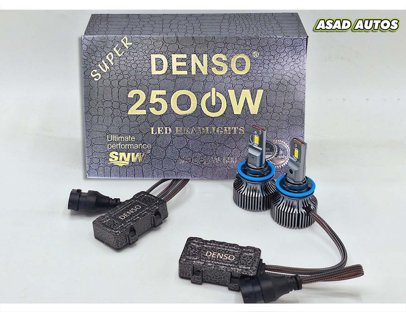 Denso LED Headlights featuring 500 watts output for ultra-bright, energy-efficient, and durable vehicle lighting solutions.