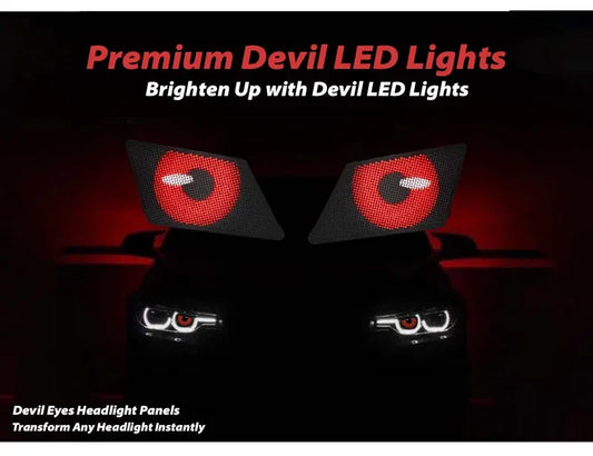 Devil Eyes Panels for headlights adding bold, custom LED lighting for enhanced car style.