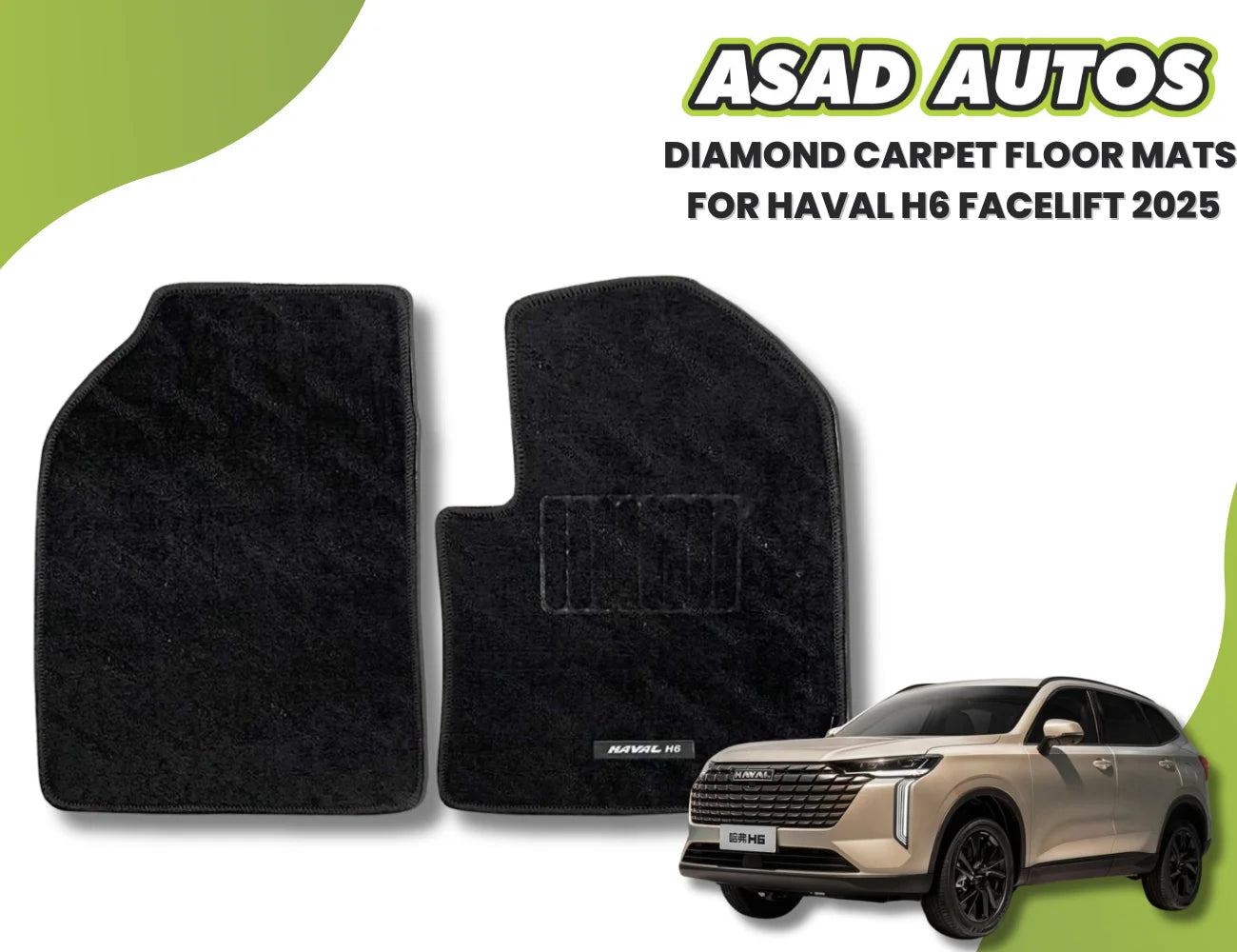Diamond Carpet Floor Mats for Haval H6 Facelift (2025) – Luxury All-Weather Custom Fit