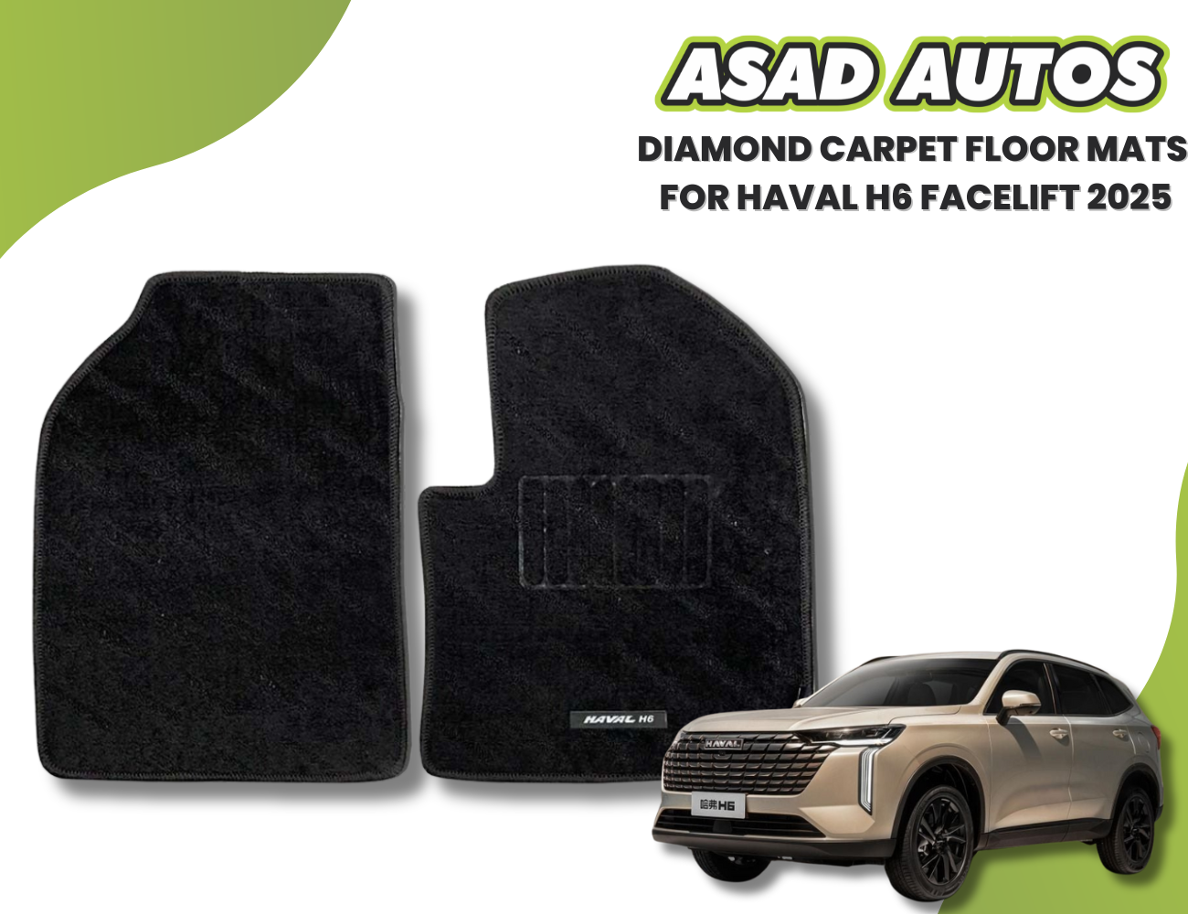 Diamond Carpet Floor Mats for Haval H6 Facelift (2025) – Luxury All-Weather Custom Fit