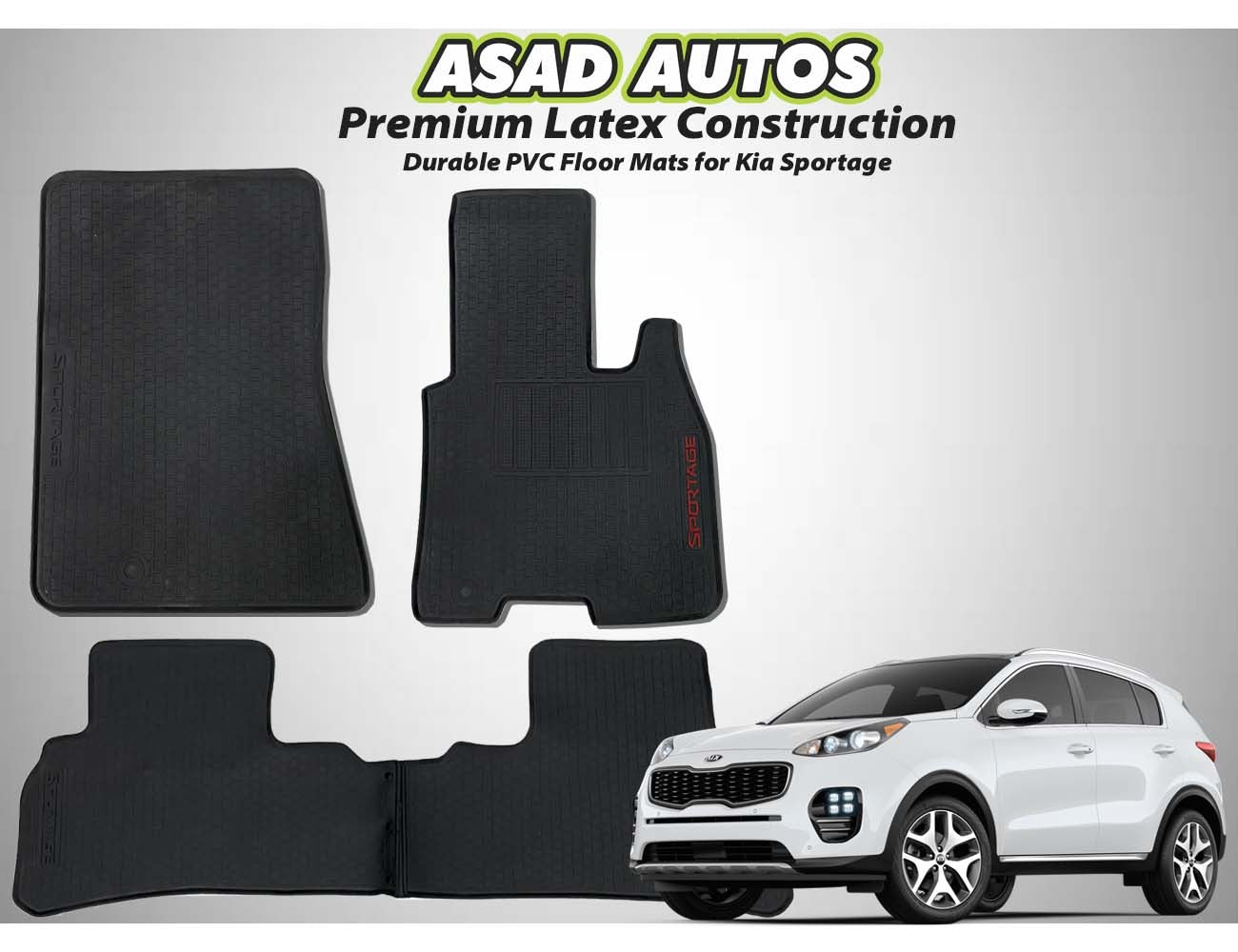 Durable Latex PVC Car Floor Mats for Kia Sportage β Waterproof & Stylish