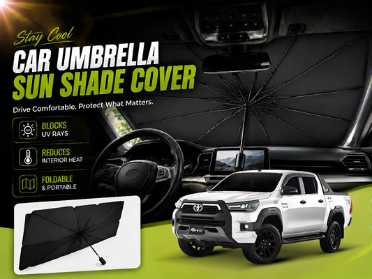 Foldable Car Umbrella Sun Shade Cover for Toyota Hilux Revo 2015β2025 β Windshield UV & Heat Protector