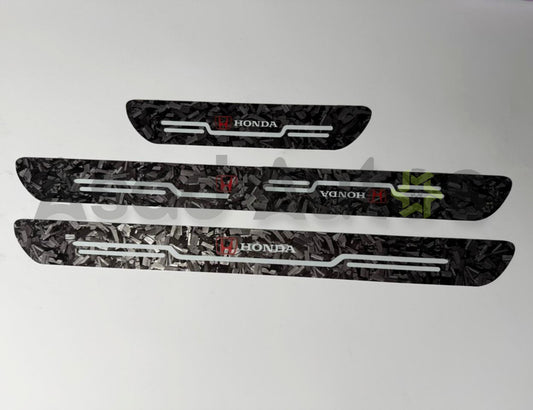 Forged carbon fiber door sill plate sticker for Honda anti scratch scuff protector 4 piece set for car door entry protection