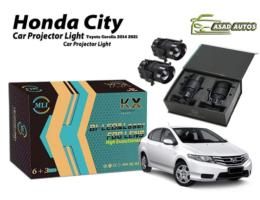 Honda City 2014-2021 MLI Car Projector Lights with BI LED Lens, designed for enhanced visibility and style.