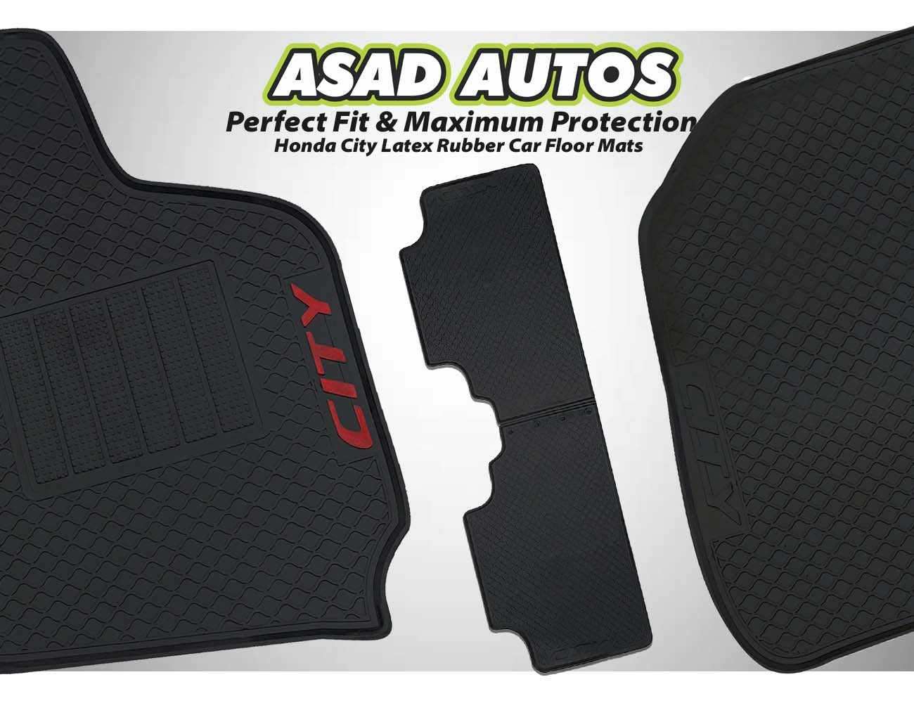 Honda City 2022-2025 latex rubber car floor mats with a custom fit, waterproof material, non-slip surface, and all-weather durability for maximum protection.