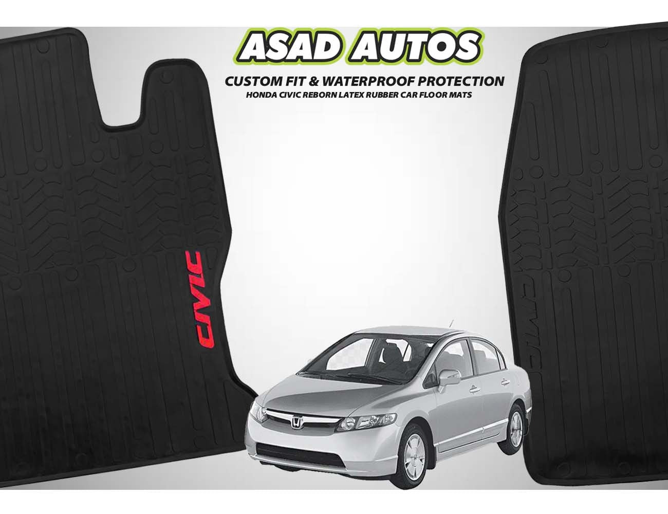 Honda Civic 2009-2012 Reborn Latex Rubber Car Floor Mats – Ultimate Protection & Durability