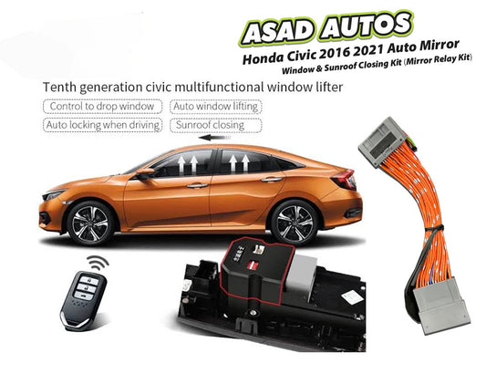 Honda Civic 2016–2021 Auto Mirror, Window & Sunroof Closing Kit – Smart Relay Module for Automatic Convenience
