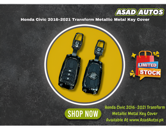 Honda Civic 2016–2021 Transform Metallic Metal Key Cover – Sleek Protection & Premium Look