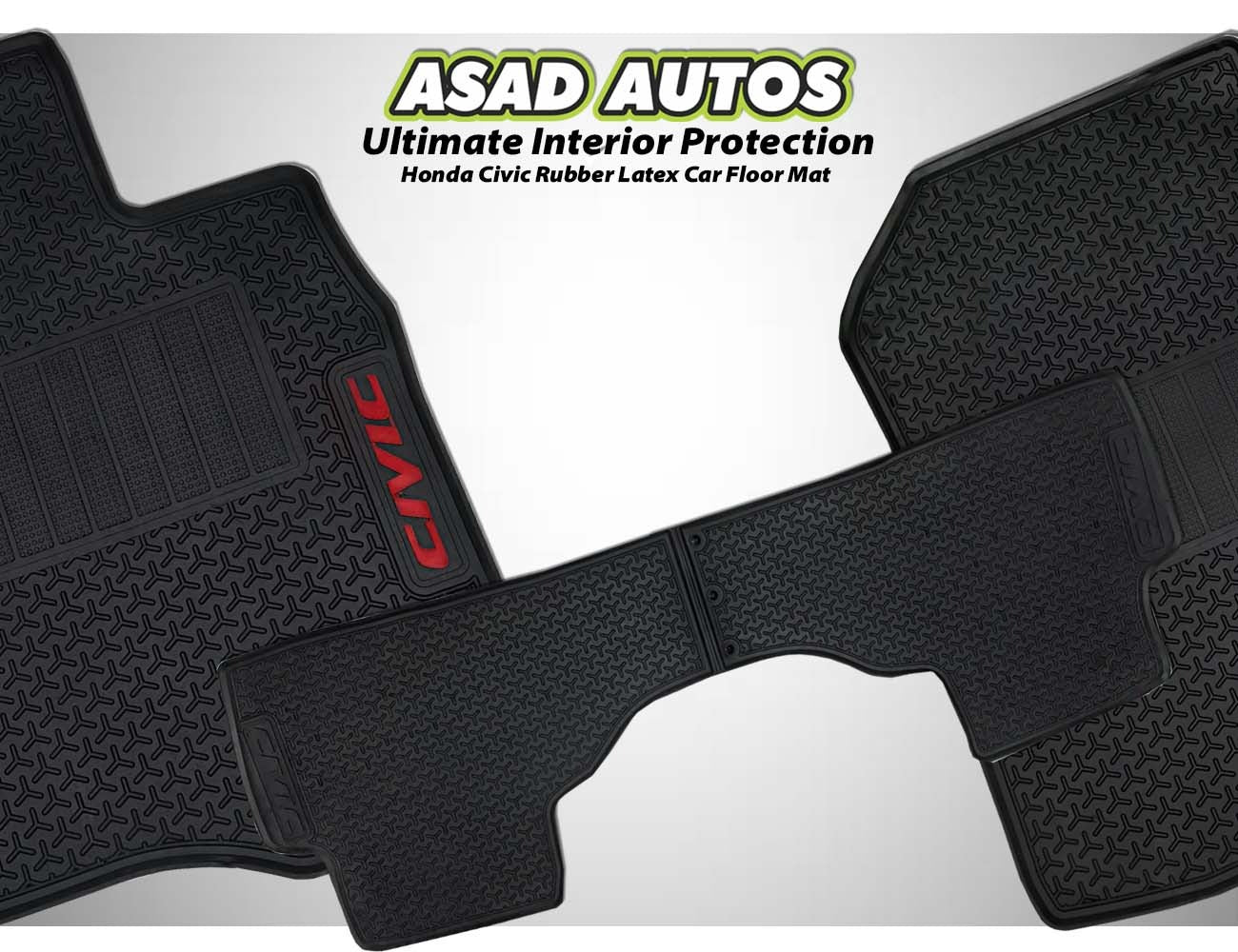 Honda Civic RS 2022-2024 rubber latex car floor mats, offering custom fit, durability, and all-weather protection to maintain a clean and stylish interior.