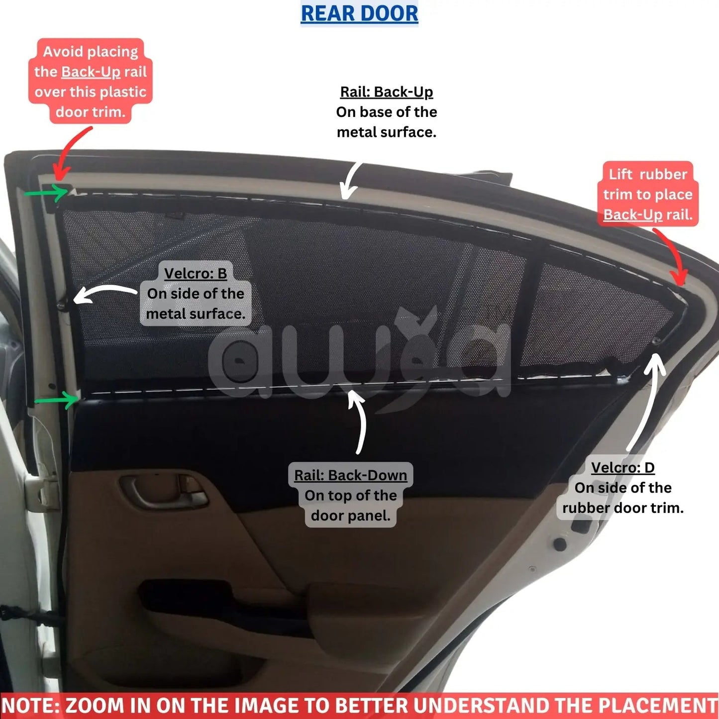 Honda Civic Rebirth (2012-2015) Awra Railing Curtains – Durable Custom Fit Privacy and Sun Protection Curtains