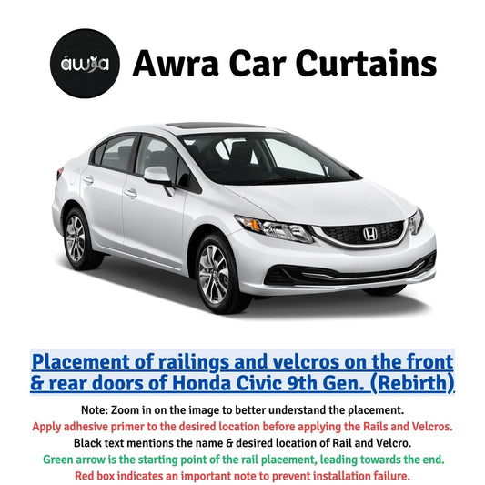 Honda Civic Rebirth (2012-2015) Awra Railing Curtains – Durable Custom Fit Privacy and Sun Protection Curtains