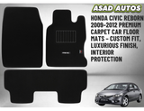 Honda Civic Reborn 2009–2012 Premium Carpet Car Floor Mats – Custom Fit, Luxurious Finish, Interior Protection