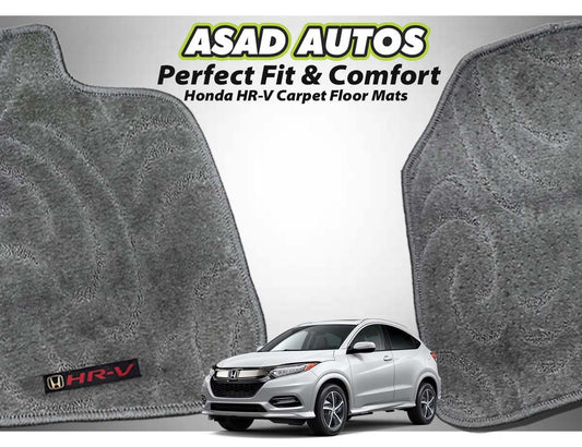 Honda HR-V black carpet floor mats featuring a custom fit, premium design, and durable protection for an elegant and clean car interior.