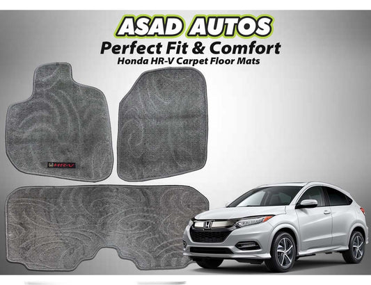 Honda HR-V black carpet floor mats featuring a custom fit, premium design, and durable protection for an elegant and clean car interior.
