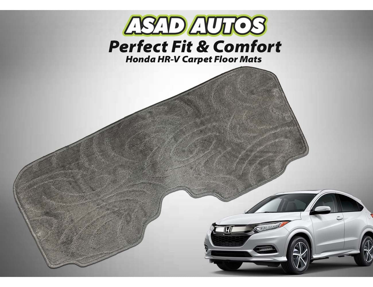 Honda HR-V black carpet floor mats featuring a custom fit, premium design, and durable protection for an elegant and clean car interior.