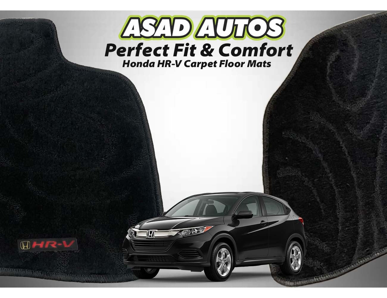 Honda HR-V grey carpet floor mats featuring a custom fit, premium design, and durable protection for a stylish and clean car interior.