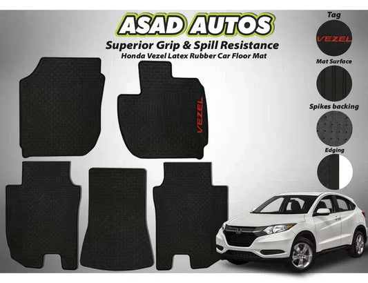 Honda Vezel 2014-2021 Latex Rubber Car Floor Mat – Premium All-Weather Protection