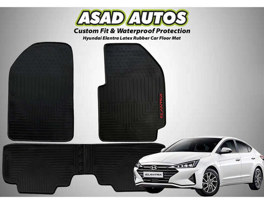 Hyundai Elantra 2017-2024 Latex Rubber Car Floor Mat – Durable & All-Weather Protection