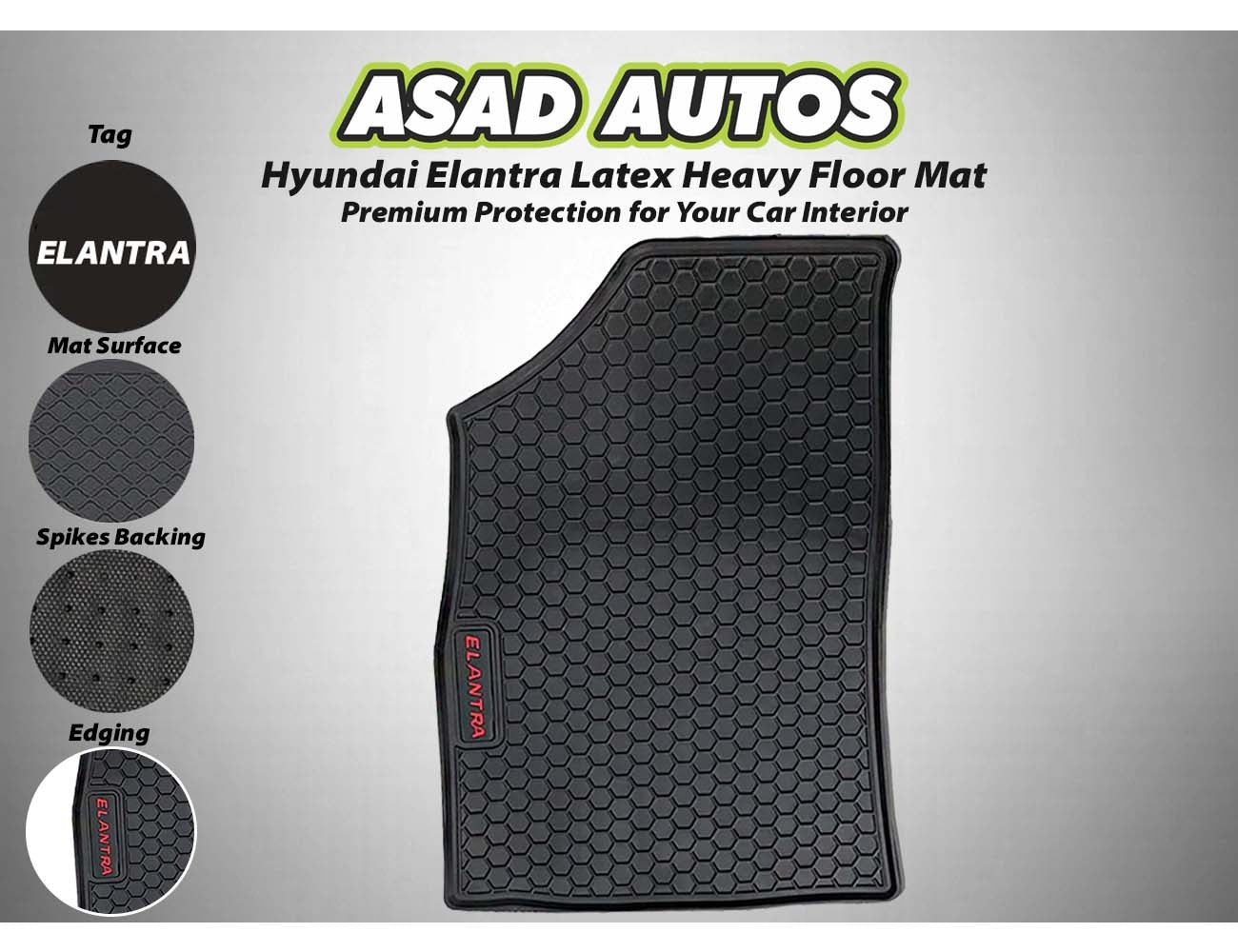 Hyundai Elantra 2024-2025 Latex Heavy Floor Mat – Durable protection for your car interior, designed for a perfect fit and easy maintenance.