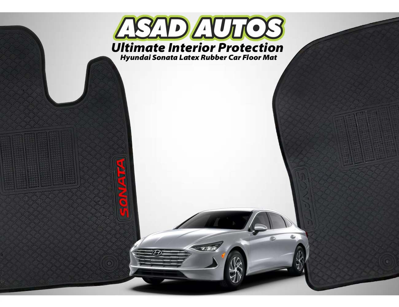 Hyundai Sonata 2021-present latex rubber car floor mats offering custom fit, durability, and all-weather protection for a clean and stylish car interior.