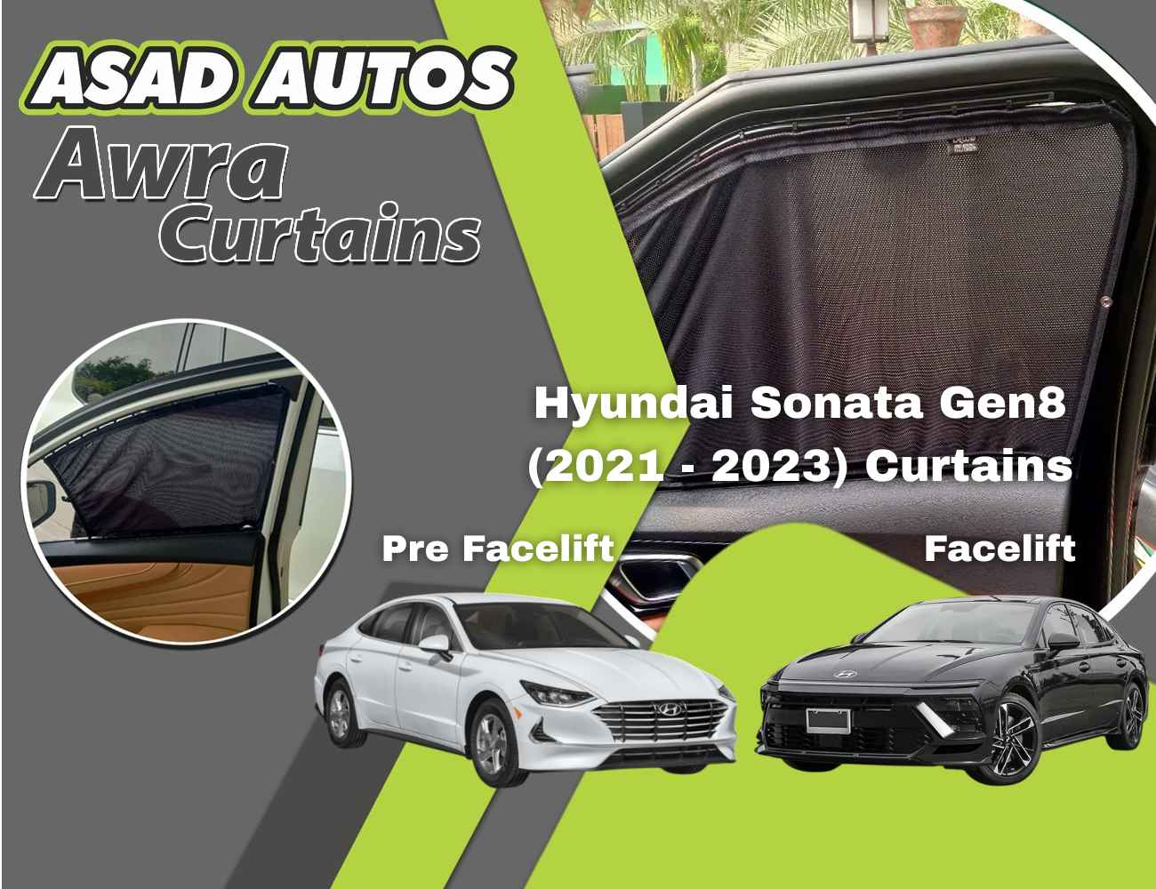 Awra Curtains For Hyundai Sonata Gen8 (2021 - 2023) — Car Window Shades & Railing Curtains