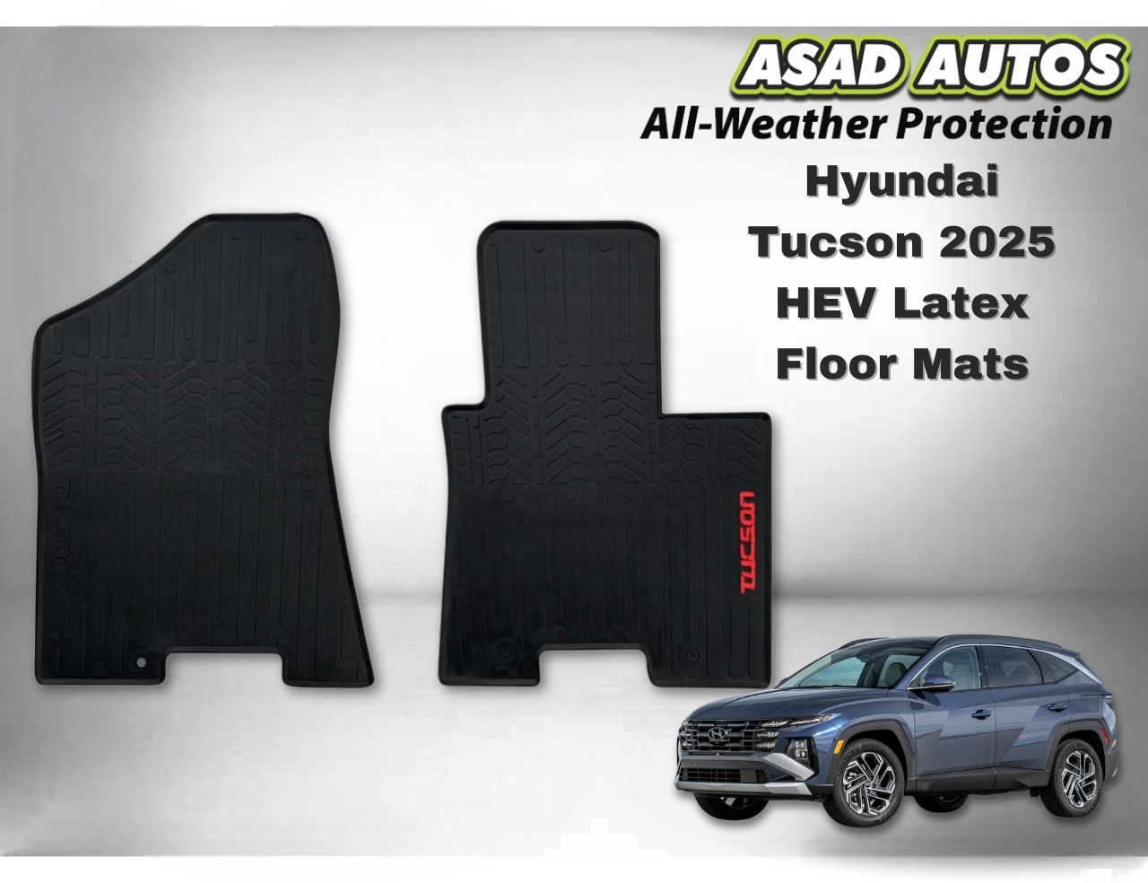 Hyundai Tucson 2025 HEV Latex Floor Mats β Flexible, Waterproof & Custom Fit