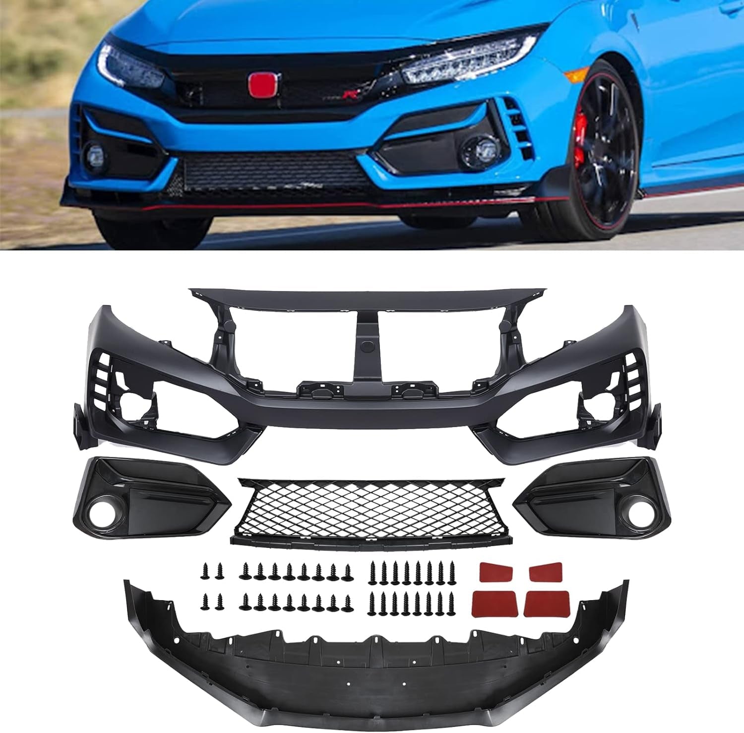 Complete Type R Style Conversion Kit for Honda Civic 2016-2021 (Front, Back, Side Skirts) | Full Face Lifting