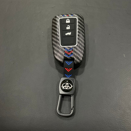 Carbon Fiber Style Plastic Key Cover Premium Quality for Toyota Yaris