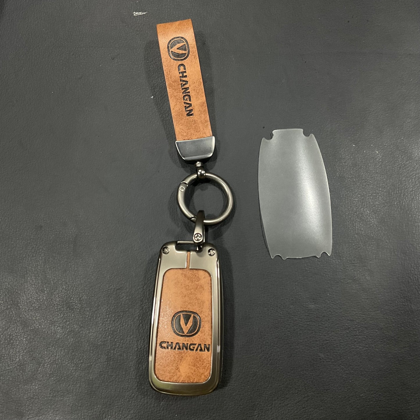 Premium Zinc Alloy Metal & Genuine Leather Key Cover for Changan Alsvin