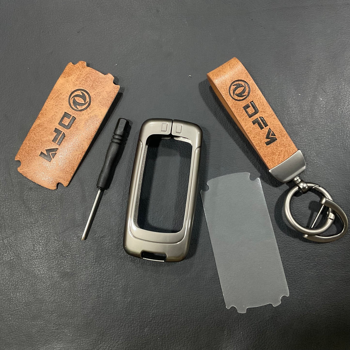 Premium Zinc Alloy Metal & Genuine Leather Key Cover for Glory 580 Pro