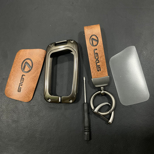 Premium Zinc Alloy Metal & Genuine Leather Key Cover for Lexus