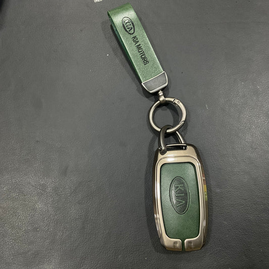 Premium Zinc Alloy Metal & Genuine Leather Key Cover for Kia Sportage