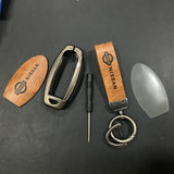 Premium Zinc Alloy Metal & Genuine Leather Key Cover for Nissan Note