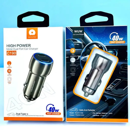 High Power 40W Metal Dual Type C Port Fast Charger C190