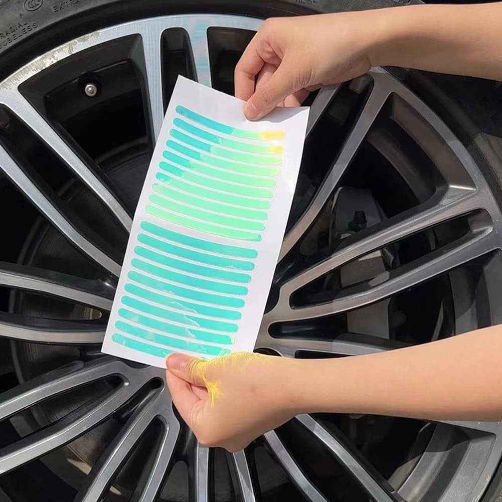 20 Pcs Car Wheel Hub Reflective Safety Tape - Door Opening Warning Sticker Stripes - Auto Rear Reflective Tape for Safety - Car Accessories