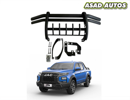 JAC T9 Hunter Double Pipe with Fog Lamps – Armoured Front Bumper Safe Guard 2025–2026