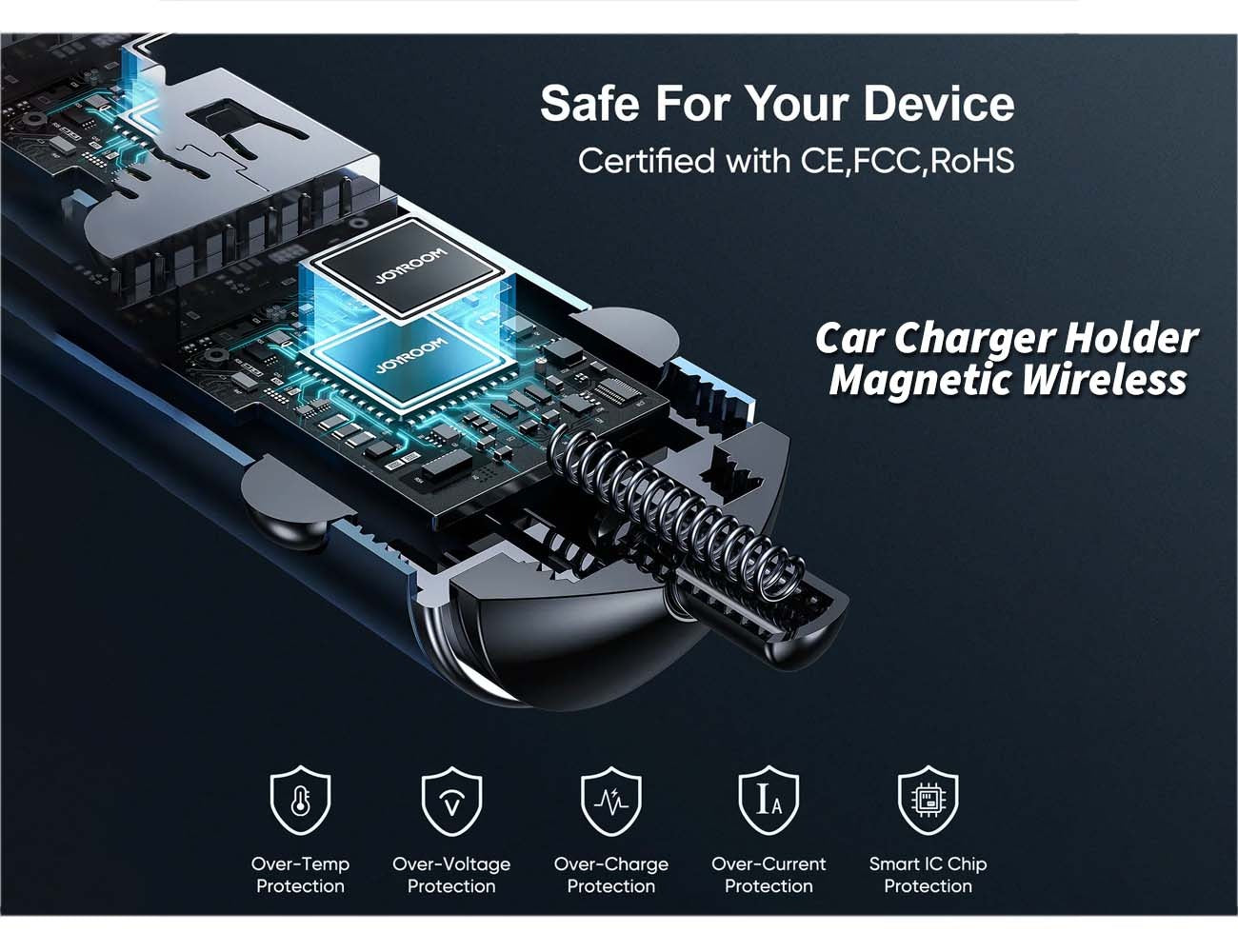 JOYROOM JR-ZS240 Magnetic Wireless Car Charger Holder 15W - Air Vent Mount for Fast Charging.