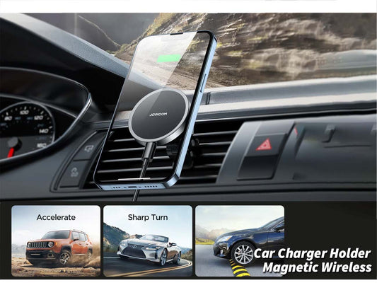 JOYROOM JR-ZS240 Magnetic Wireless Car Charger Holder 15W - Air Vent Mount for Fast Charging.
