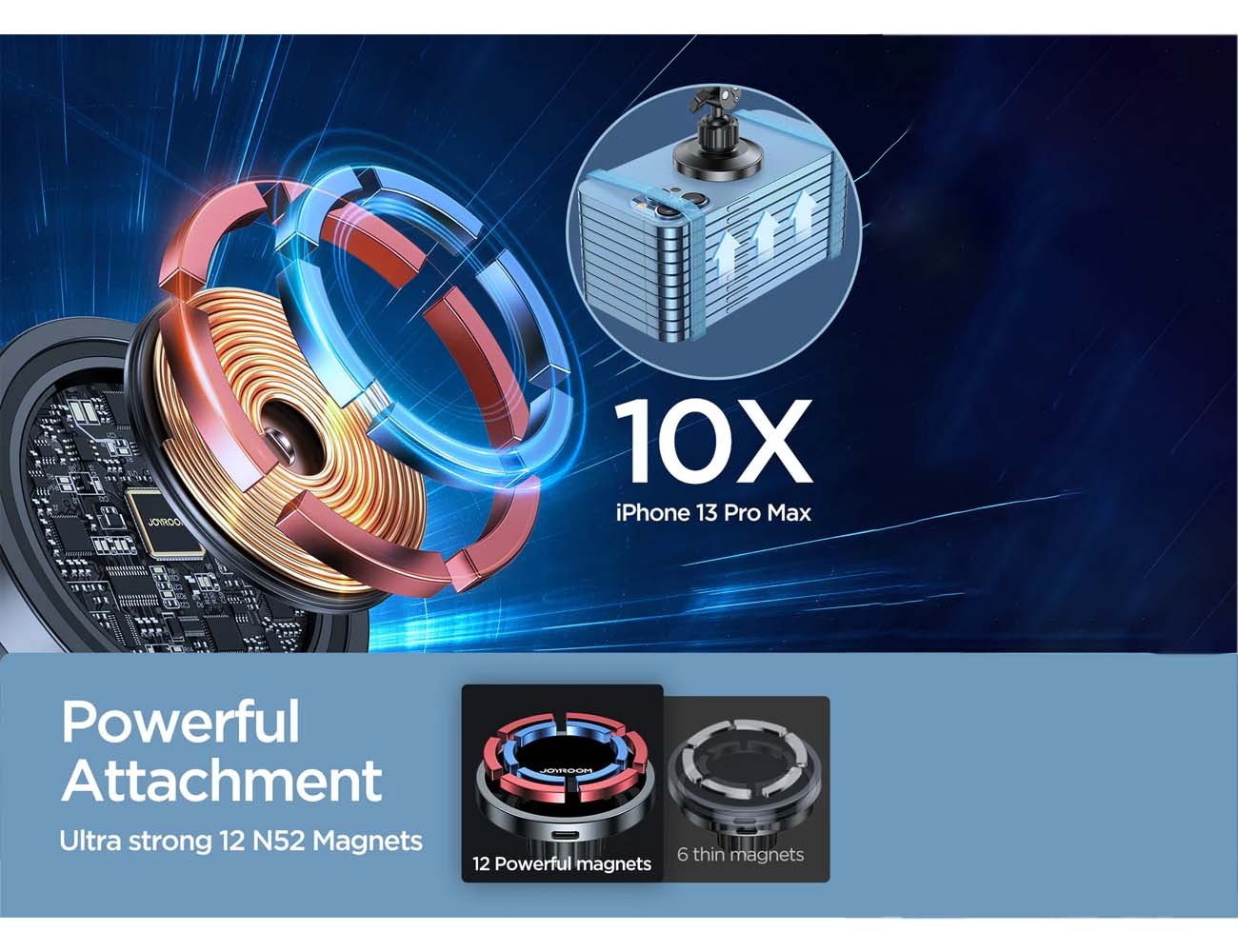 JOYROOM JR-ZS240 Magnetic Wireless Car Charger Holder 15W - Air Vent Mount for Fast Charging.