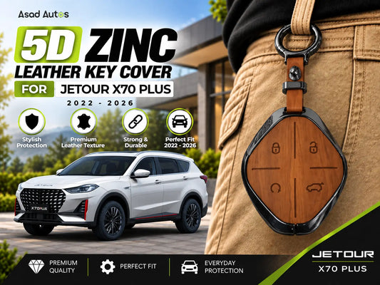 Jetour X70 Plus key cover 2025–2026 with premium 5D zinc leather design