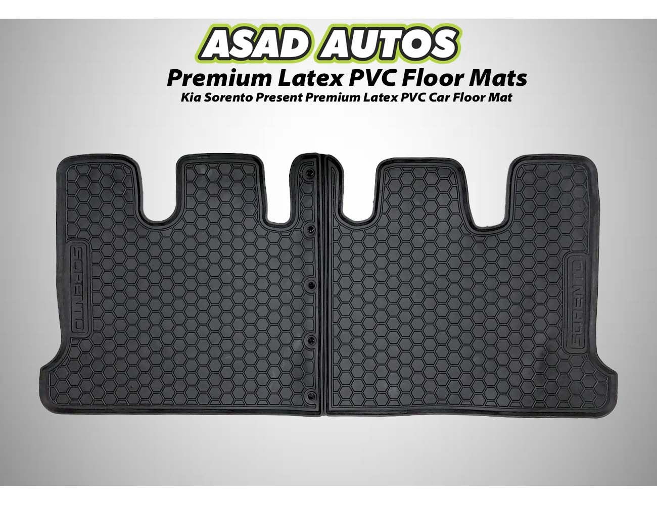 Kia Sorento 2021-present premium latex PVC car floor mats, offering a custom fit, durable protection, and all-weather resistance for a stylish and clean interior.